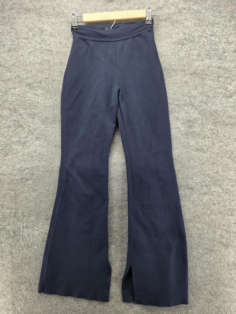 TEN BY BABATON Pants Womens Small Navy Knit Flare Leg Slit Hem Pull On